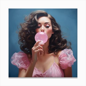 Girl Blowing Bubbles Canvas Print