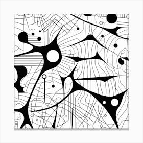 Doodles In Black And White Line Art 6 Canvas Print