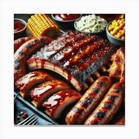 A Close Up Of Bold Barbecue Flavors, Featuring Jui Canvas Print