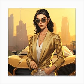 Grand theft auto Kendall Jenner Canvas Print