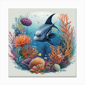 Fish On Coral Reef Canvas Print