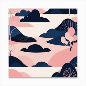 Default Minimal Landscape Pink And Navy Blue 01 Art Print 1 Canvas Print