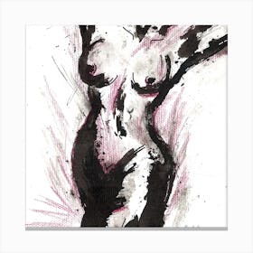 Ink Sketch Nude Square Canvas Print