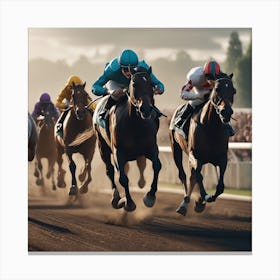 Jockeys Racing In A Race 4 Canvas Print