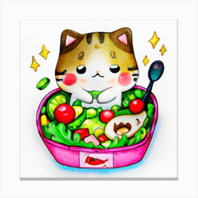 Kawaii Cat Salad Canvas Print