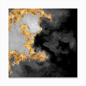 100 Nebulas in Space with Stars Abstract in Black and Gold n.100 Canvas Print