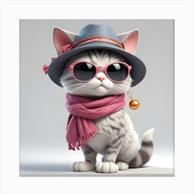 Cute Cat In Hat Canvas Print