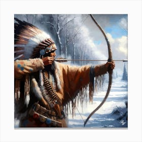 Native American Indian Shooting Bow Arrow 3 Canvas Print