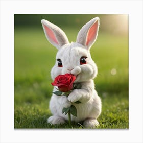 Bunny With Rose Canvas Print