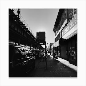 Black And White Street Scene In The Bronx Canvas Print