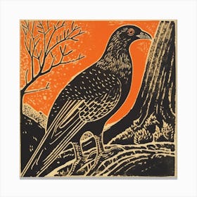 Retro Bird Lithograph Grouse 2 Canvas Print