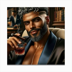 Portrait Of A Man With A Cigar-12 Canvas Print