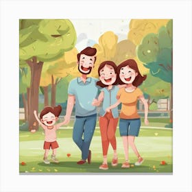 Happy Family In The Park Canvas Print