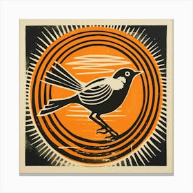 Retro Bird Lithograph Sparrow 6 Canvas Print