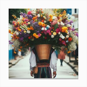 Ecuadorian Flower Seller Canvas Print