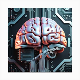 Brain On A Circuit Board 21 Canvas Print