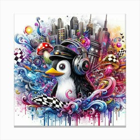 Penguin Dj Canvas Print