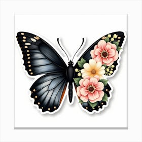 Butterfly With Flowers 2 Canvas Print