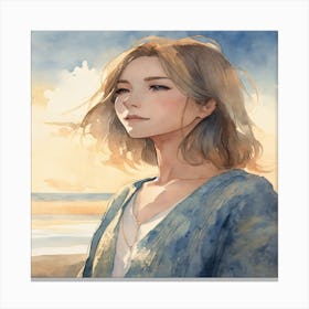 Girl By The Sea 1 Canvas Print