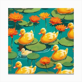 Ducks In Water 4 Canvas Print