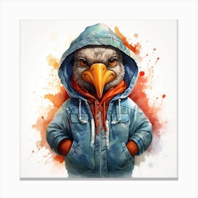 Watercolour Cartoon Turkey In A Hoodie Canvas Print