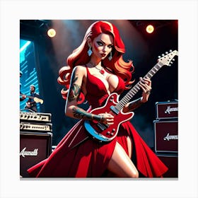 Woman Playing A Guitar Canvas Print