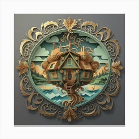 Tree House paper Art Canvas Print