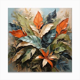 Bouquet of tropical leaves and branches 1 Canvas Print