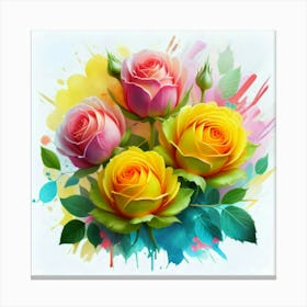 Watercolor design with beautiful roses oil painting abstract 9 Canvas Print