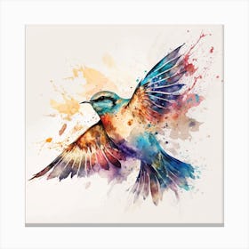 Flying Bird Watercolor Abstract Canvas Print