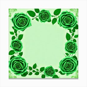 Green Roses Frame Canvas Print