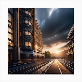 City At Sunset Canvas Print