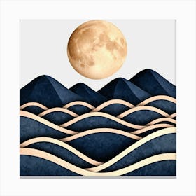 Moon And Waves 15 Canvas Print