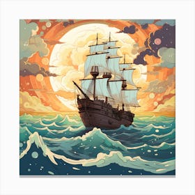 Sailing Ship In The Sea Canvas Print