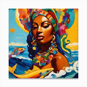 African Woman With Fish Canvas Print