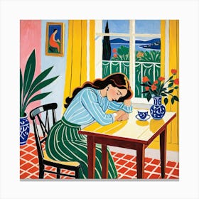 Girl At The Window Canvas Print