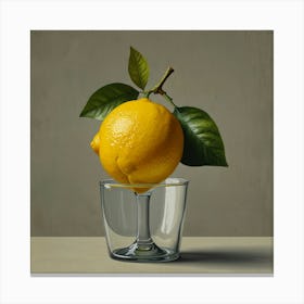 Default Lemon With Two Leaves Art 0 Canvas Print