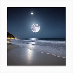 Full Moon Over Beach Canvas Print