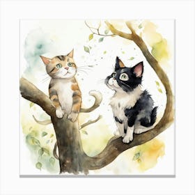 Two Cats In A Tree Canvas Print