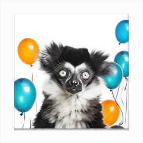 Lemur With Balloons 7 Canvas Print