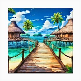 Huts On The Beach Canvas Print