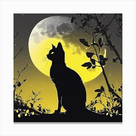 Cat In The Moonlight 2 Canvas Print