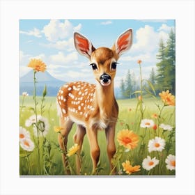 Fawn In The Meadow Canvas Print