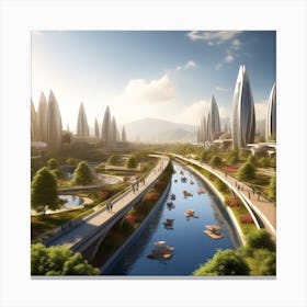 Futuristic City 200 Canvas Print