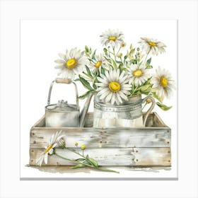 Daisies In A Crate Canvas Print