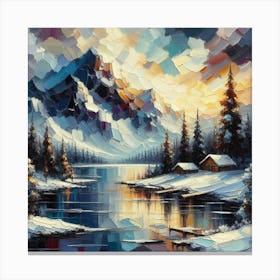 Montain lac oil painting abstract painting art 19 Canvas Print