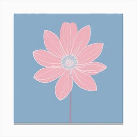 A White And Pink Flower In Minimalist Style Square Composition 131 Canvas Print