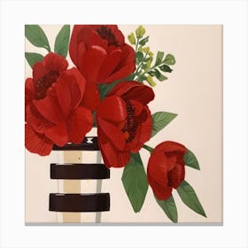 Red Peonies In A Vase 1 Canvas Print