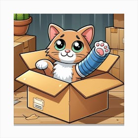 Cat In A Box 4 Canvas Print