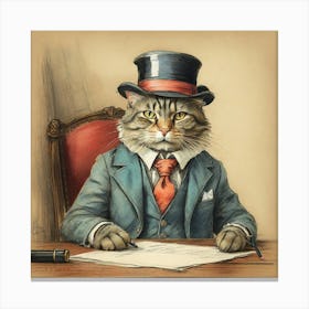 Cat In Top Hat 9 Canvas Print